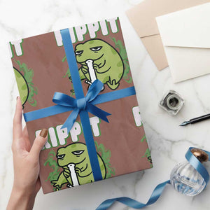 Rippit Frog Meme Wrapping Paper Roll Funny Stoner Bong Rip TS10 Mocha Print Your Wear