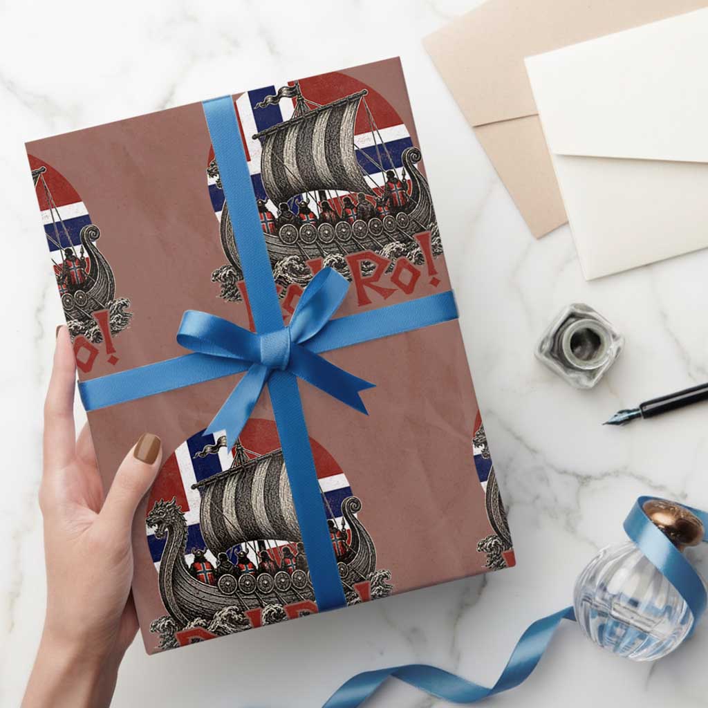 Ro Ro Norway Wrapping Paper Roll Norwegian Viking Row Longship Norge Football Fan TS11 Mocha Print Your Wear