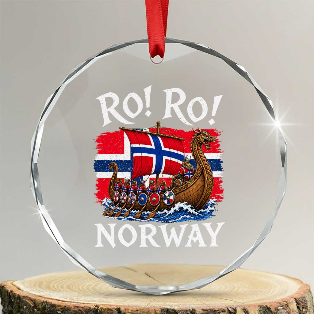 Ro Ro Norway Viking Row Crystal Glass Ornament Norwegian Flag Longship for Norge Football Fan TS11 Transparent Glass 3'' Circle Print Your Wear