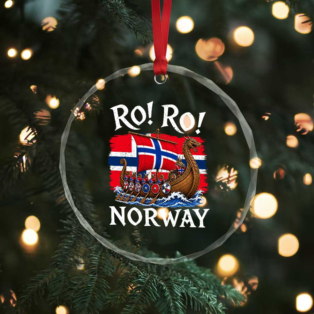 Ro Ro Norway Viking Row Crystal Glass Ornament Norwegian Flag Longship for Norge Football Fan