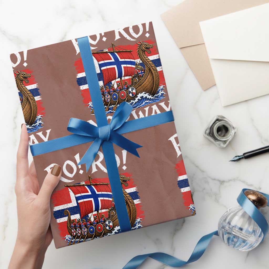 Ro Ro Norway Viking Row Wrapping Paper Roll Norwegian Flag Longship for Norge Football Fan TS11 Mocha Print Your Wear