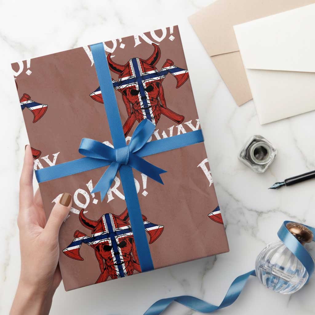 Ro Ro Norwegian Viking Blood Skull Norway Flag Pride Wrapping Paper Roll TS14 Mocha Print Your Wear