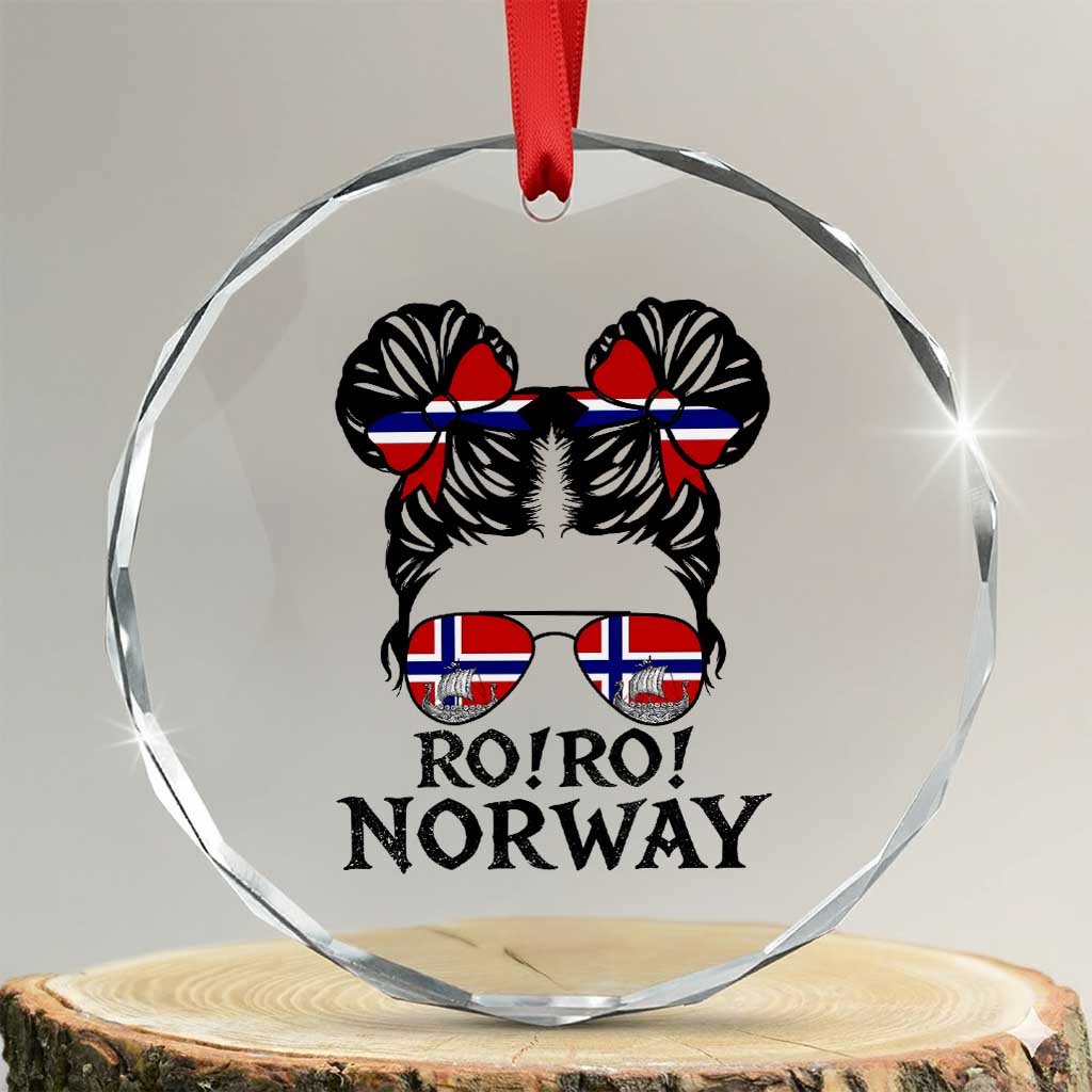 Ro Ro Norwegian Viking Ship Crystal Glass Ornament Norway Flag Messy Bun Girl TS14 Transparent Glass 3'' Circle Print Your Wear