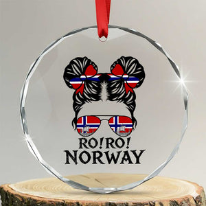 Ro Ro Norwegian Viking Ship Crystal Glass Ornament Norway Flag Messy Bun Girl TS14 Transparent Glass 3'' Circle Print Your Wear