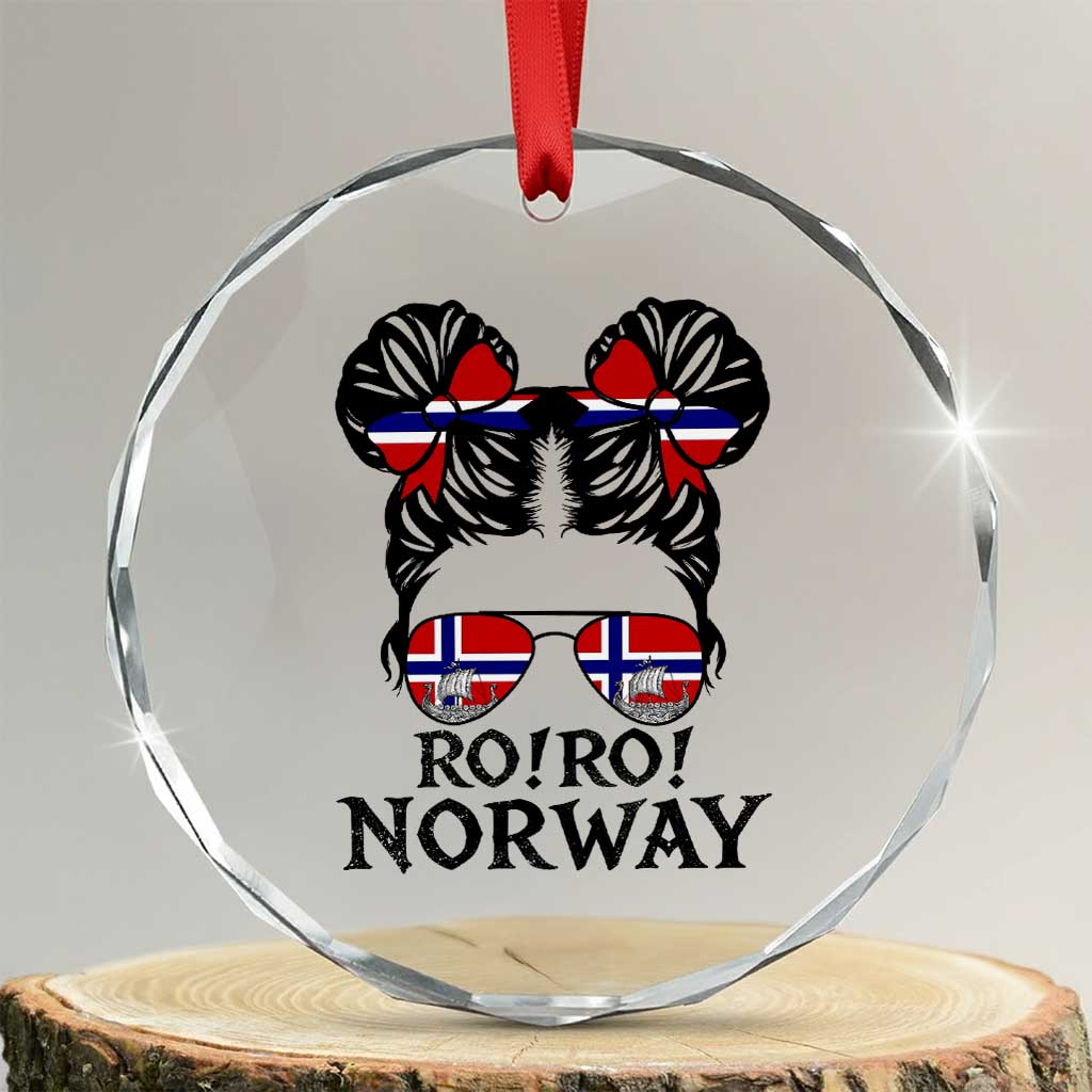 Ro Ro Norwegian Viking Ship Crystal Glass Ornament Norway Flag Messy Bun Girl TS14 Transparent Glass 3'' Circle Print Your Wear