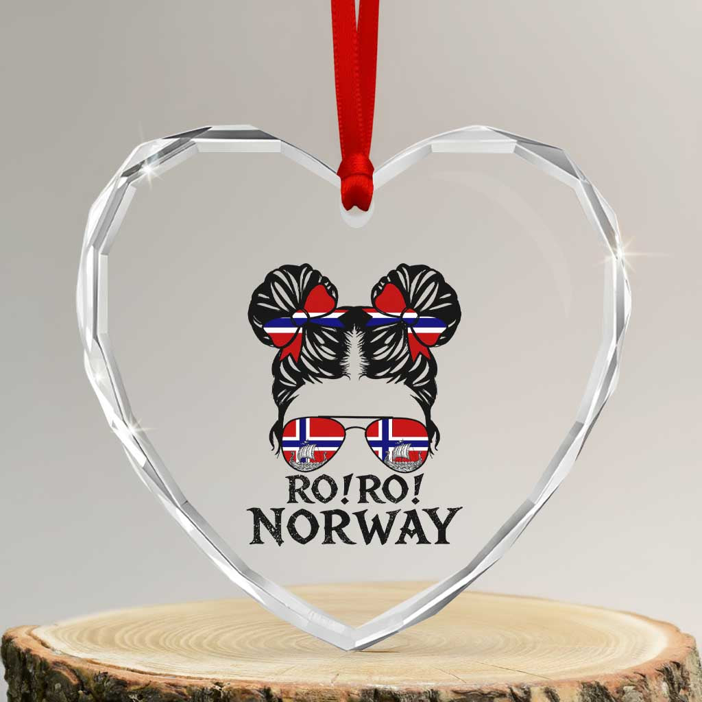 Ro Ro Norwegian Viking Ship Heart Crystal Glass Ornament Norway Flag Messy Bun Girl TS14 Transparent Glass 3'' Heart Print Your Wear