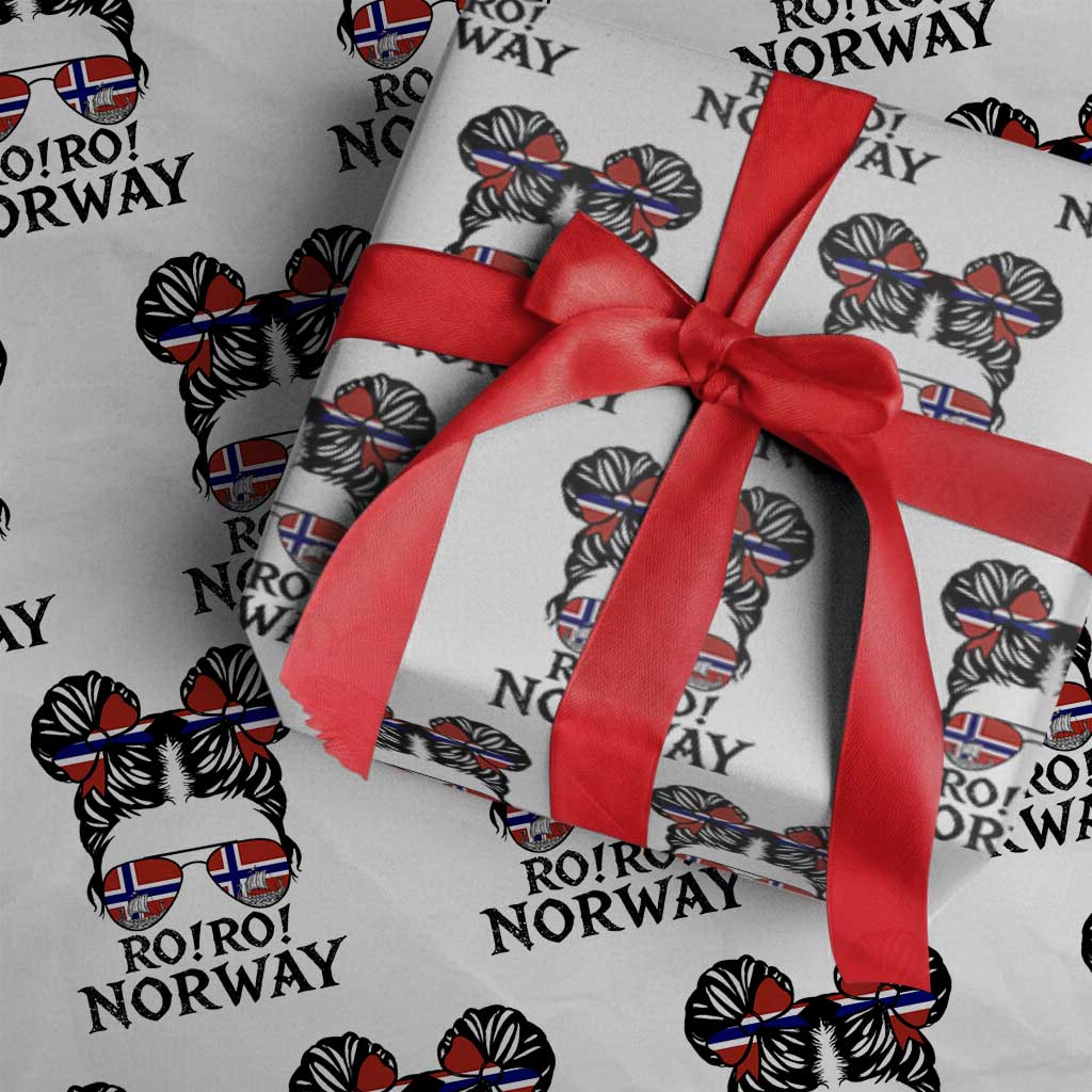 Ro Ro Norwegian Viking Ship Wrapping Paper Roll Norway Flag Messy Bun Girl TS14 White Print Your Wear