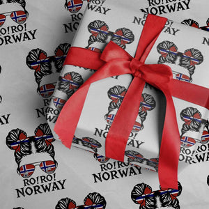 Ro Ro Norwegian Viking Ship Wrapping Paper Roll Norway Flag Messy Bun Girl TS14 White Print Your Wear