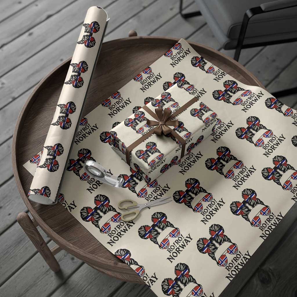 Ro Ro Norwegian Viking Ship Wrapping Paper Roll Norway Flag Messy Bun Girl TS14 Beige Print Your Wear