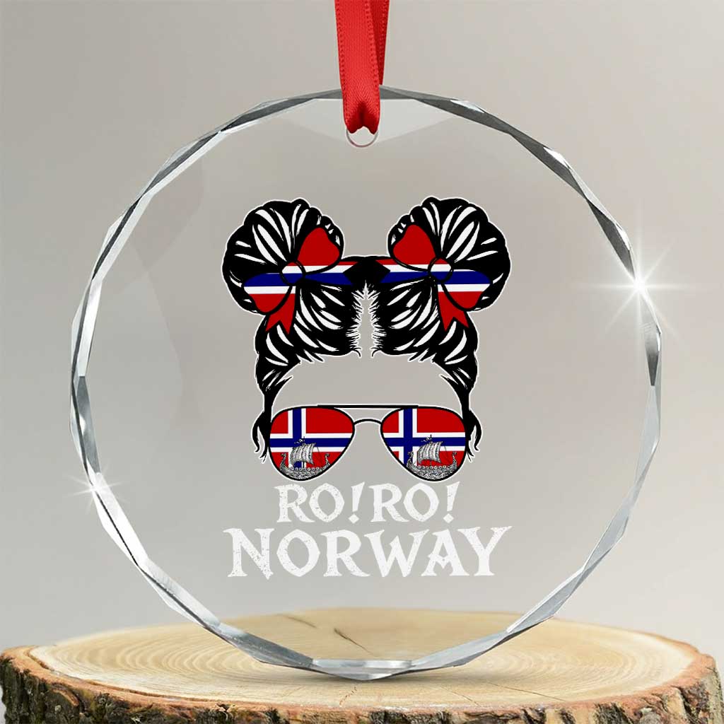 Ro Ro Norwegian Viking Ship Messy Bun Girl Crystal Glass Ornament TS14 Transparent Glass 3'' Circle Print Your Wear
