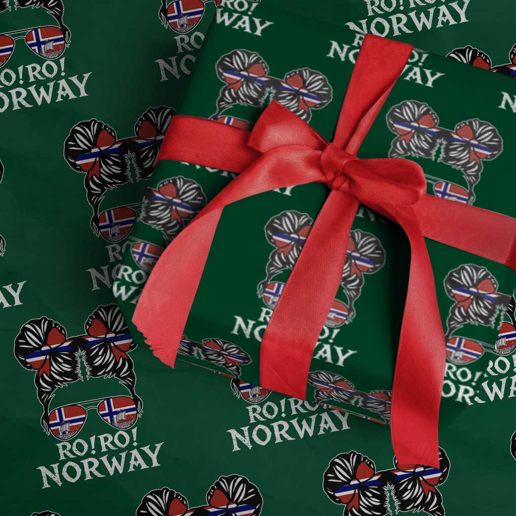 Ro Ro Norwegian Viking Ship Messy Bun Girl Wrapping Paper Roll TS14 Green Print Your Wear