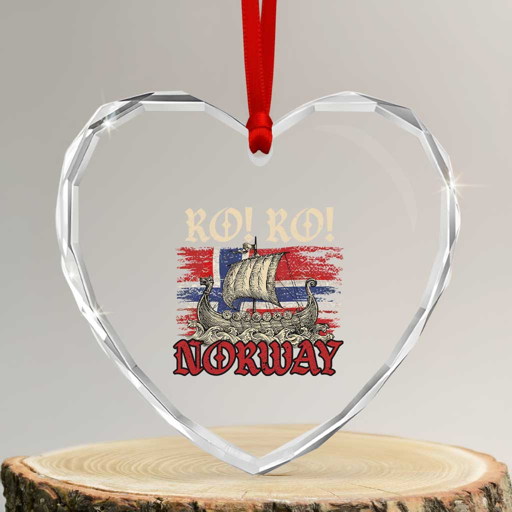 Ro Ro Norwegian Viking Ship Norway Flag Heart Crystal Glass Ornament TS14 Transparent Glass 3'' Heart Print Your Wear