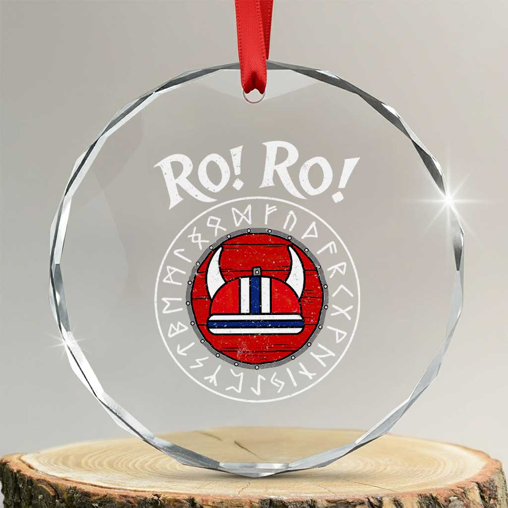 Ro Ro Ro Viking Chant Norway Football Fans Crystal Glass Ornament Norwegian Pride Distressed Norse Runes Shield Patriotic Supporter TS02 Transparent Glass 3'' Circle Print Your Wear