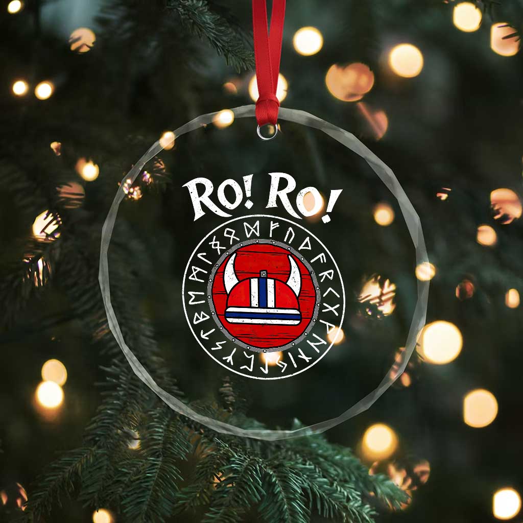 Ro Ro Ro Viking Chant Norway Football Fans Crystal Glass Ornament Norwegian Pride Distressed Norse Runes Shield Patriotic Supporter