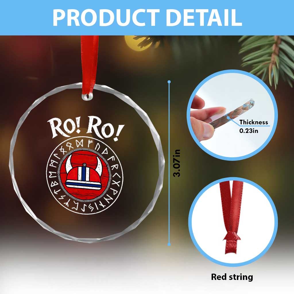 Ro Ro Ro Viking Chant Norway Football Fans Crystal Glass Ornament Norwegian Pride Distressed Norse Runes Shield Patriotic Supporter