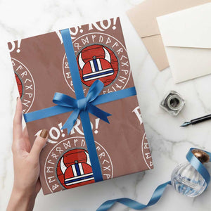 Ro Ro Ro Viking Chant Norway Football Fans Wrapping Paper Roll Norwegian Pride Distressed Norse Runes Shield Patriotic Supporter