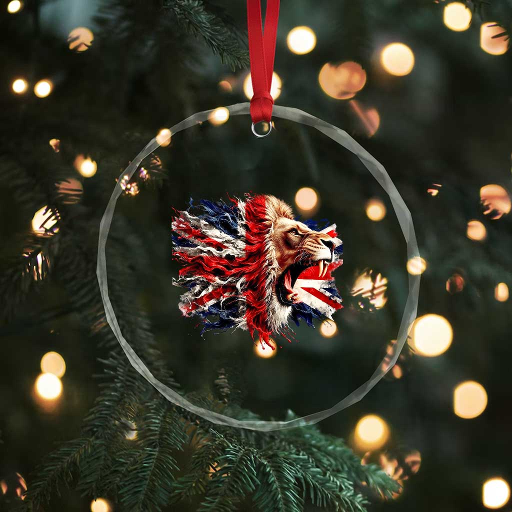 Roaring British Lion Flag Crystal Glass Ornament Union Jack UK Pride TS02 Print Your Wear