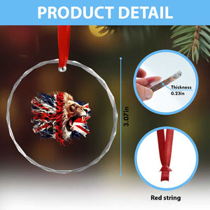 Roaring British Lion Flag Crystal Glass Ornament Union Jack UK Pride TS02 Print Your Wear