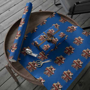 Roaring British Lion Flag Wrapping Paper Roll Union Jack UK Pride TS02 Blue Print Your Wear