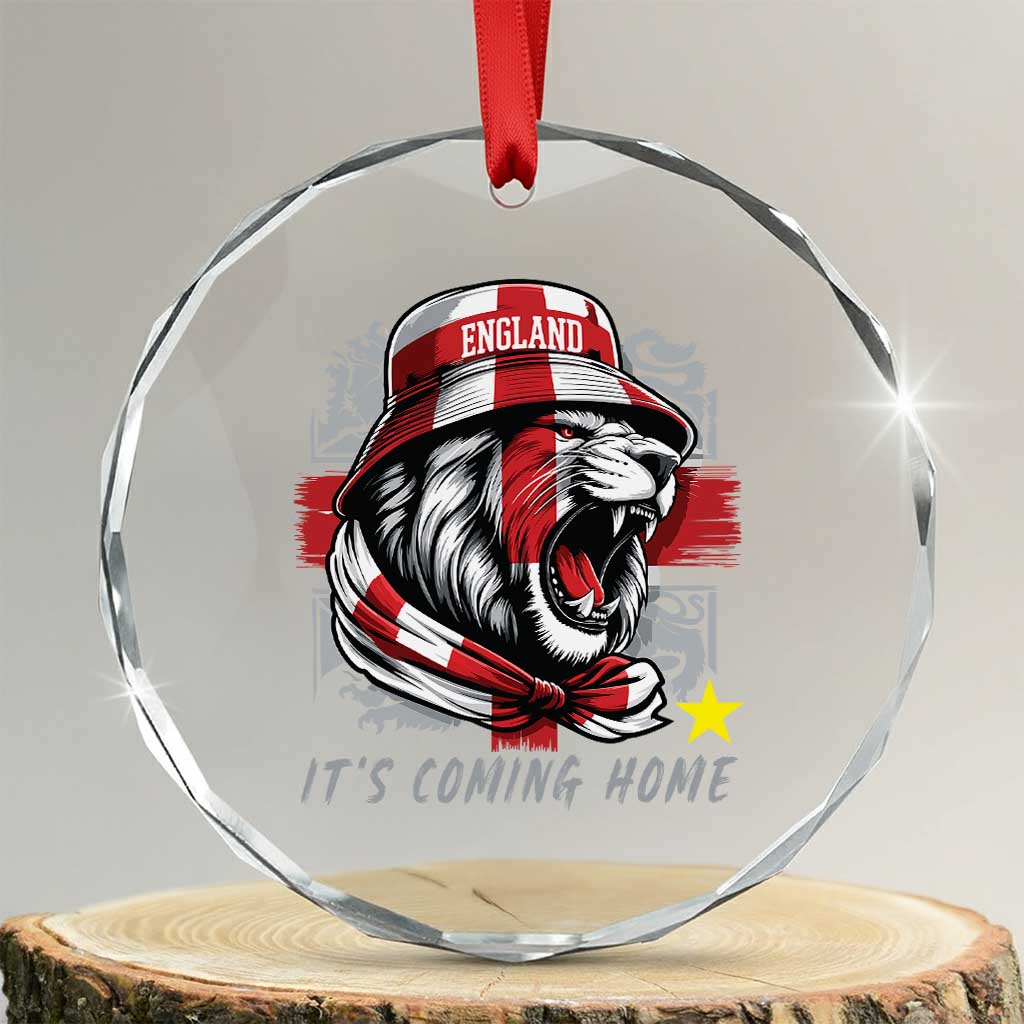 Roaring Lions England Football Pride Crystal Glass Ornament Retro Patriotic Soccer British Football Fans TS02 Transparent Glass 3'' Circle Print Your Wear