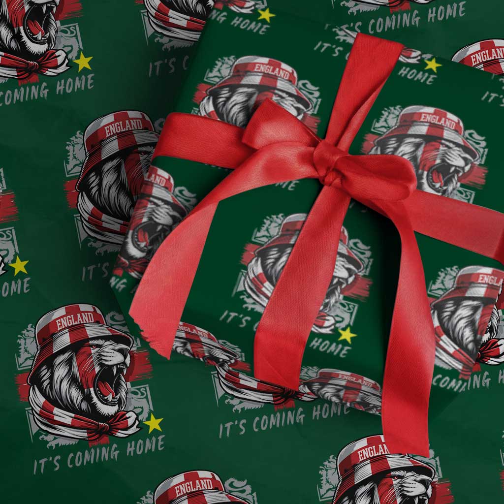 Roaring Lions England Football Pride Wrapping Paper Roll Retro Patriotic Soccer British Football Fans TS02 Green Print Your Wear