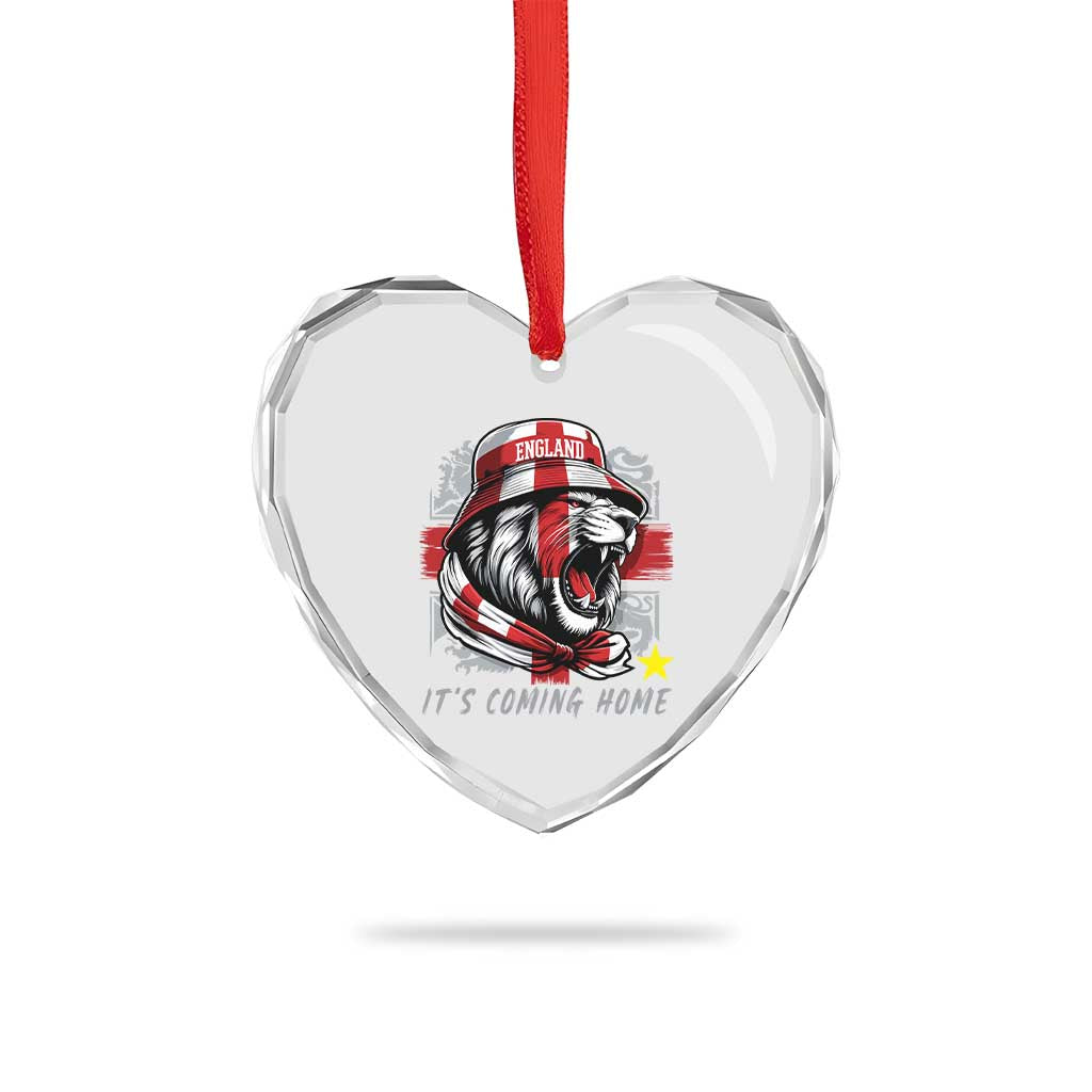 Roaring Lions England Football Pride Heart Crystal Glass Ornament Retro Patriotic Soccer British Football Fans