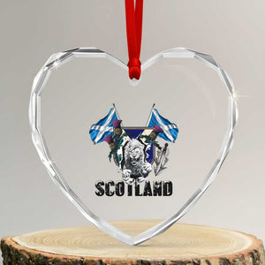 Roaring Scottish Lion Crest Heart Crystal Glass Ornament Thistle Scotland Flag Emblem for Brave Highlanders TS02 Transparent Glass 3'' Heart Print Your Wear