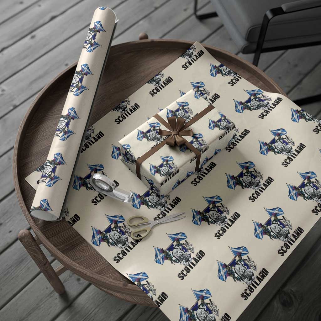 Roaring Scottish Lion Crest Wrapping Paper Roll Thistle Scotland Flag Emblem for Brave Highlanders TS02 Beige Print Your Wear