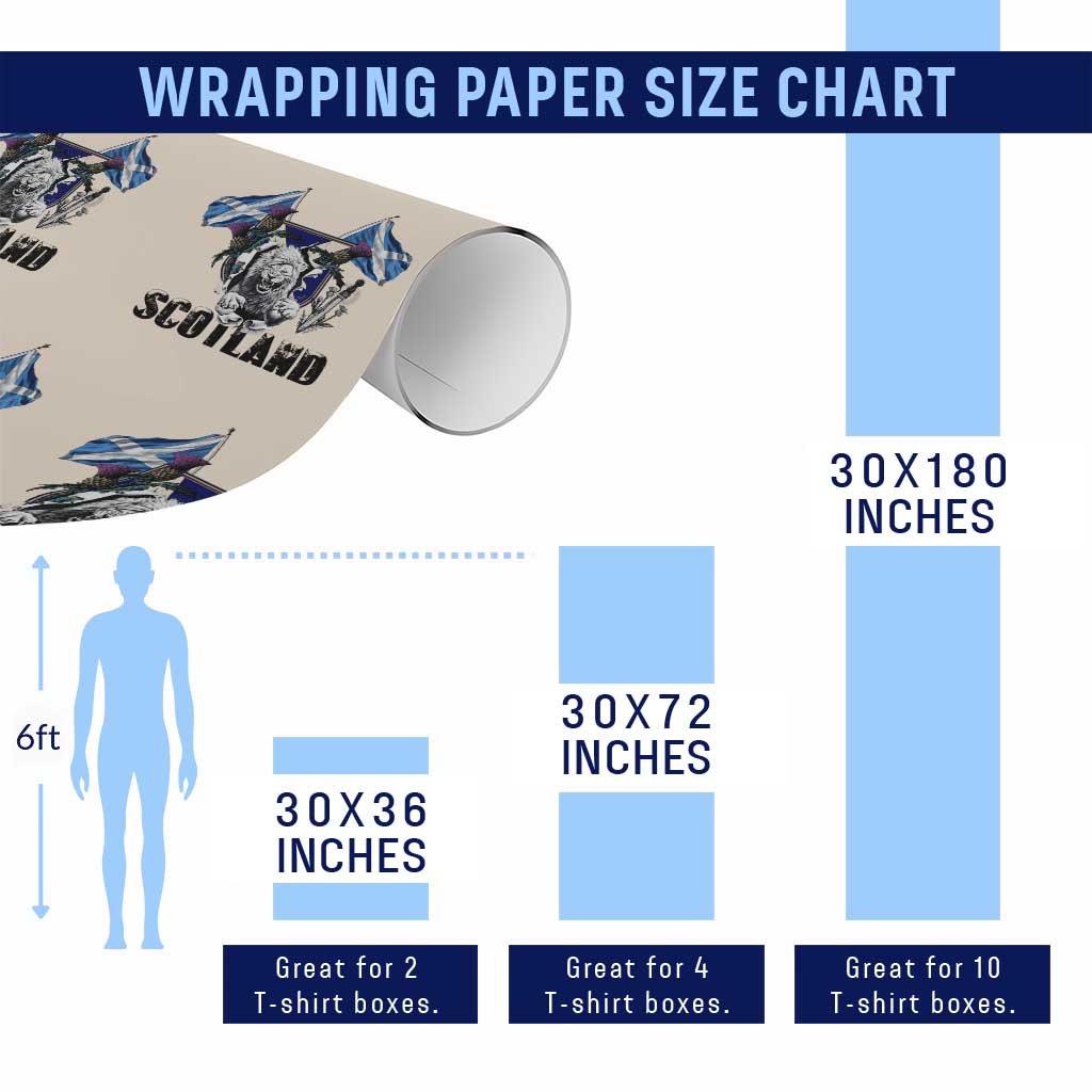 Roaring Scottish Lion Crest Wrapping Paper Roll Thistle Scotland Flag Emblem for Brave Highlanders TS02 Print Your Wear