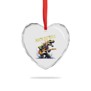 Rock And Roll Heart Crystal Glass Ornament Funny Dionasaur Playing Guitar TS14 Print Your Wear