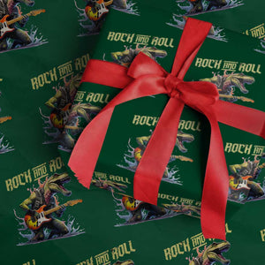 Rock And Roll Wrapping Paper Roll Funny Dionasaur Playing Guitar TS14 Green Print Your Wear