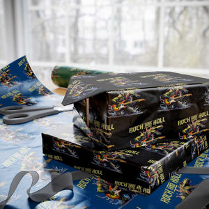 Rock And Roll Wrapping Paper Roll Funny Dionasaur Playing Guitar TS14 Black Print Your Wear