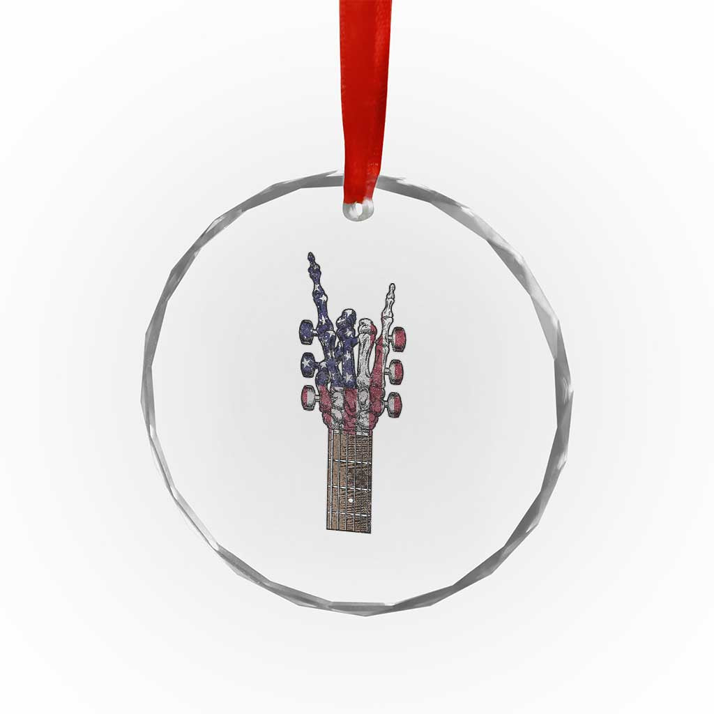 Rock On Skeleton Hand Guitar Crystal Glass Ornament Retro American Flag Heavy Metal Guitarist TS10 Print Your Wear
