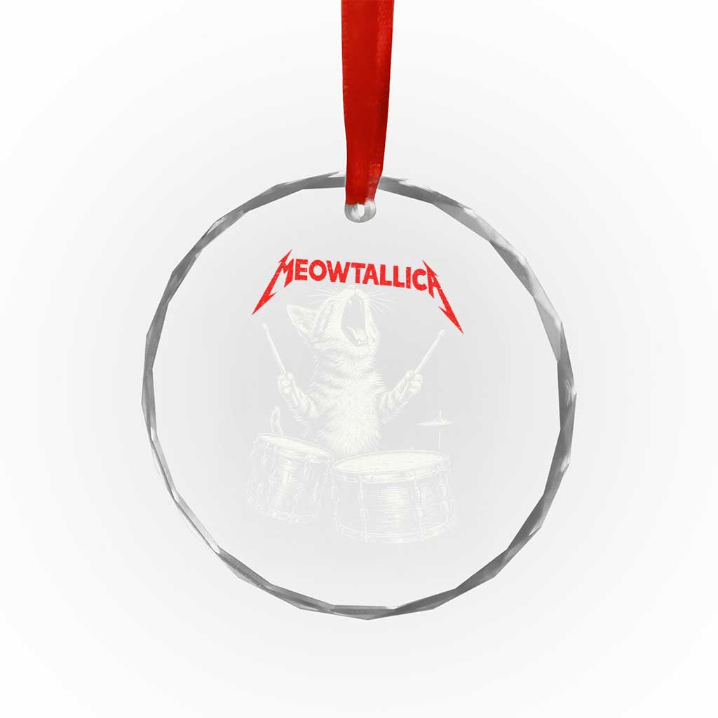 Rock On Vintage Drummer Cat Crystal Glass Ornament Vintage 90s 80s Band Style Gift for Cat Owners TS10 Print Your Wear