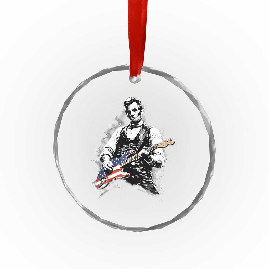 Rockin Abe Abraham Lincoln Playing Electric Guitar Crystal Glass Ornament Patriotic Music Rocker Mashup 4th of July Celebration TS02 Print Your Wear