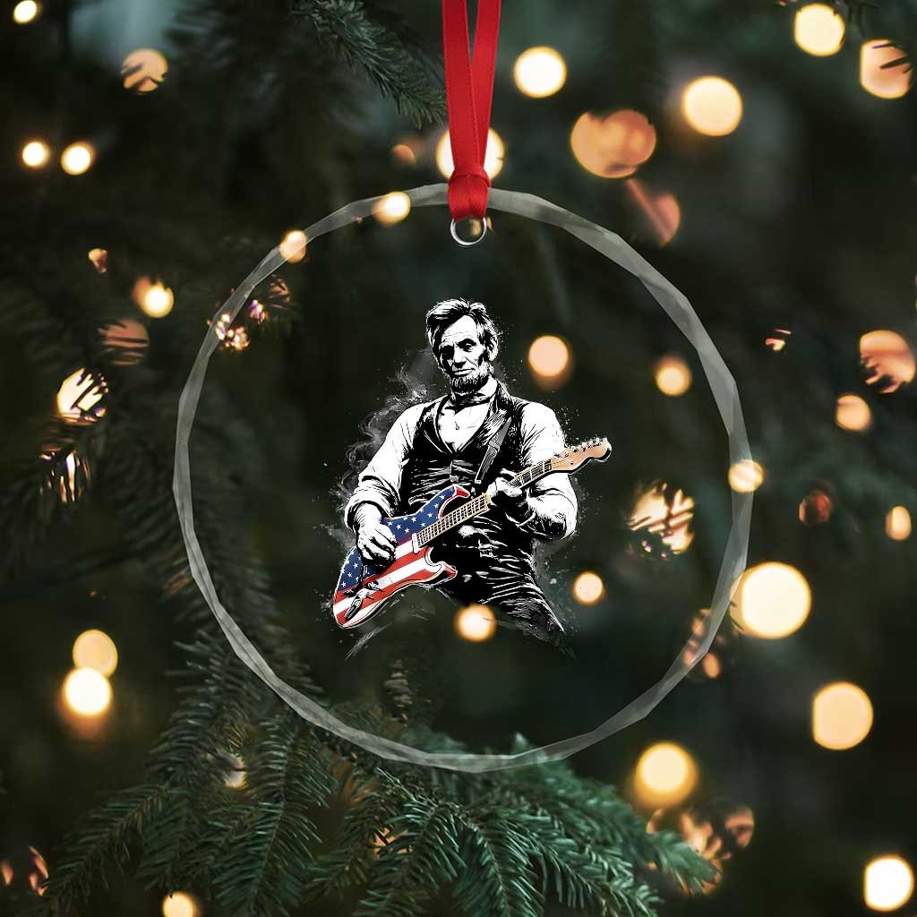 Rockin Abe Abraham Lincoln Playing Electric Guitar Crystal Glass Ornament Patriotic Music Rocker Mashup 4th of July Celebration TS02 Print Your Wear