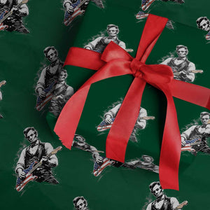 Rockin Abe Abraham Lincoln Playing Electric Guitar Wrapping Paper Roll Patriotic Music Rocker Mashup 4th of July Celebration TS02 Green Print Your Wear