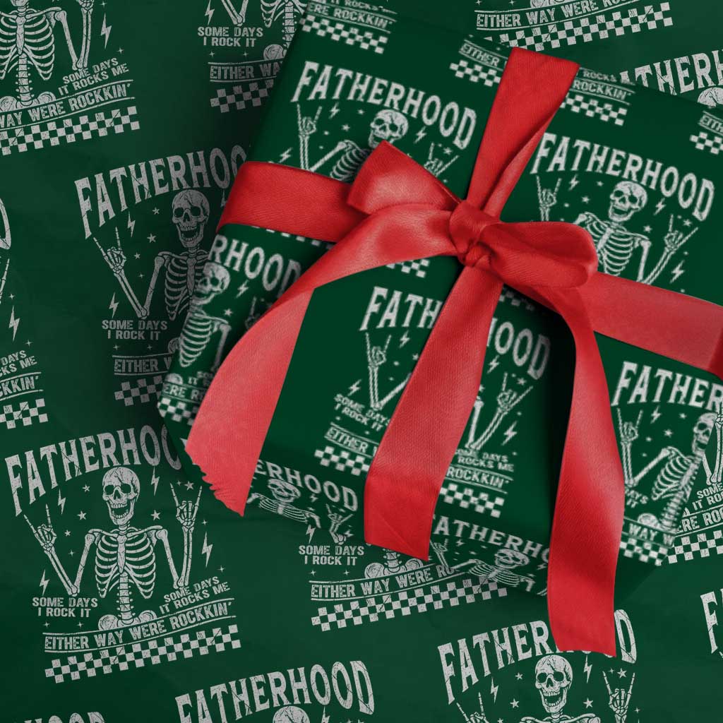 Rockin' Fatherhood Skeleton Wrapping Paper Roll Funny Dad Life Quote Gift for Fathers Day TS02 Green Print Your Wear