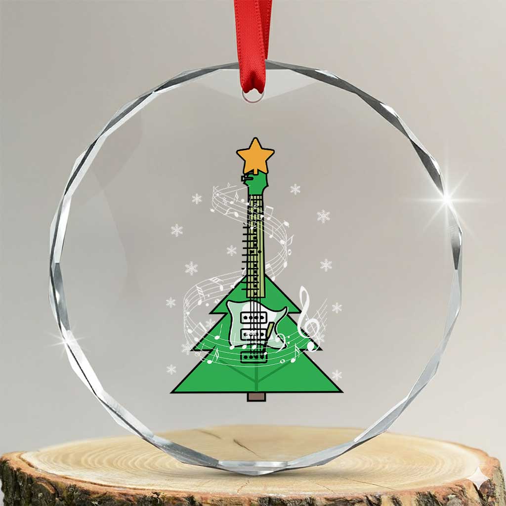 Rockin' Xmas Tree For Guitarist Music Lover Crystal Glass Ornament TS09 Transparent Glass 3'' Circle Print Your Wear