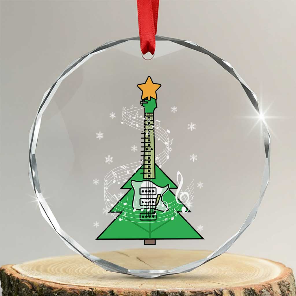 Rockin' Xmas Tree For Guitarist Music Lover Crystal Glass Ornament TS09 Transparent Glass 3'' Circle Print Your Wear