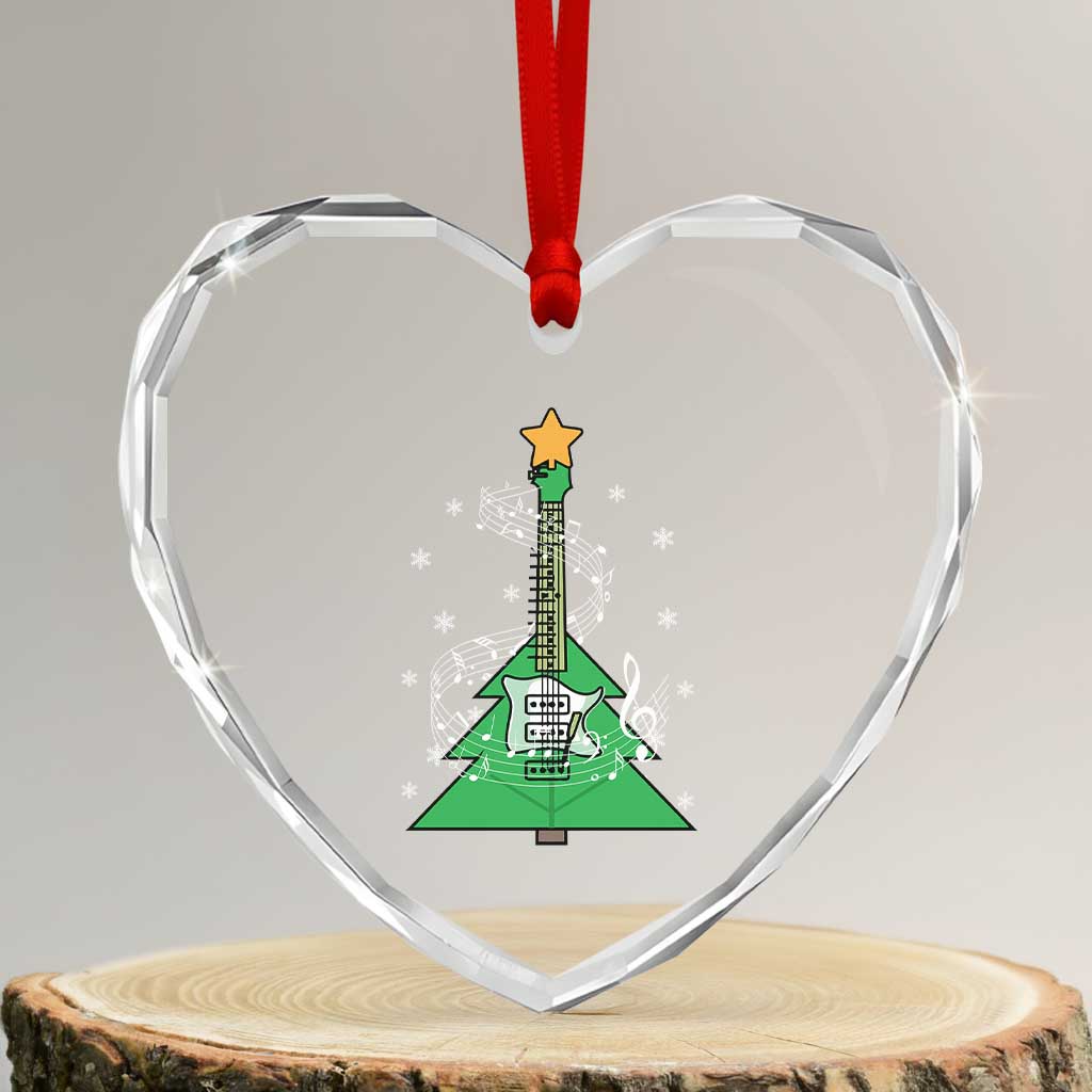 Rockin' Xmas Tree For Guitarist Music Lover Heart Crystal Glass Ornament TS09 Transparent Glass 3'' Heart Print Your Wear