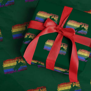 Rodeo Cowboy Bull Rider Western LGBTQ Rainbow Flag Wrapping Paper Roll