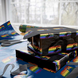 Rodeo Cowboy Bull Rider Western LGBTQ Rainbow Flag Wrapping Paper Roll