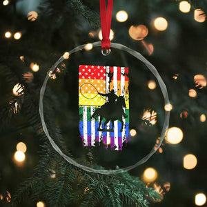 Rodeo Gay Cowboy Western LGBTQ Rainbow Flag Crystal Glass Ornament TS14 Print Your Wear