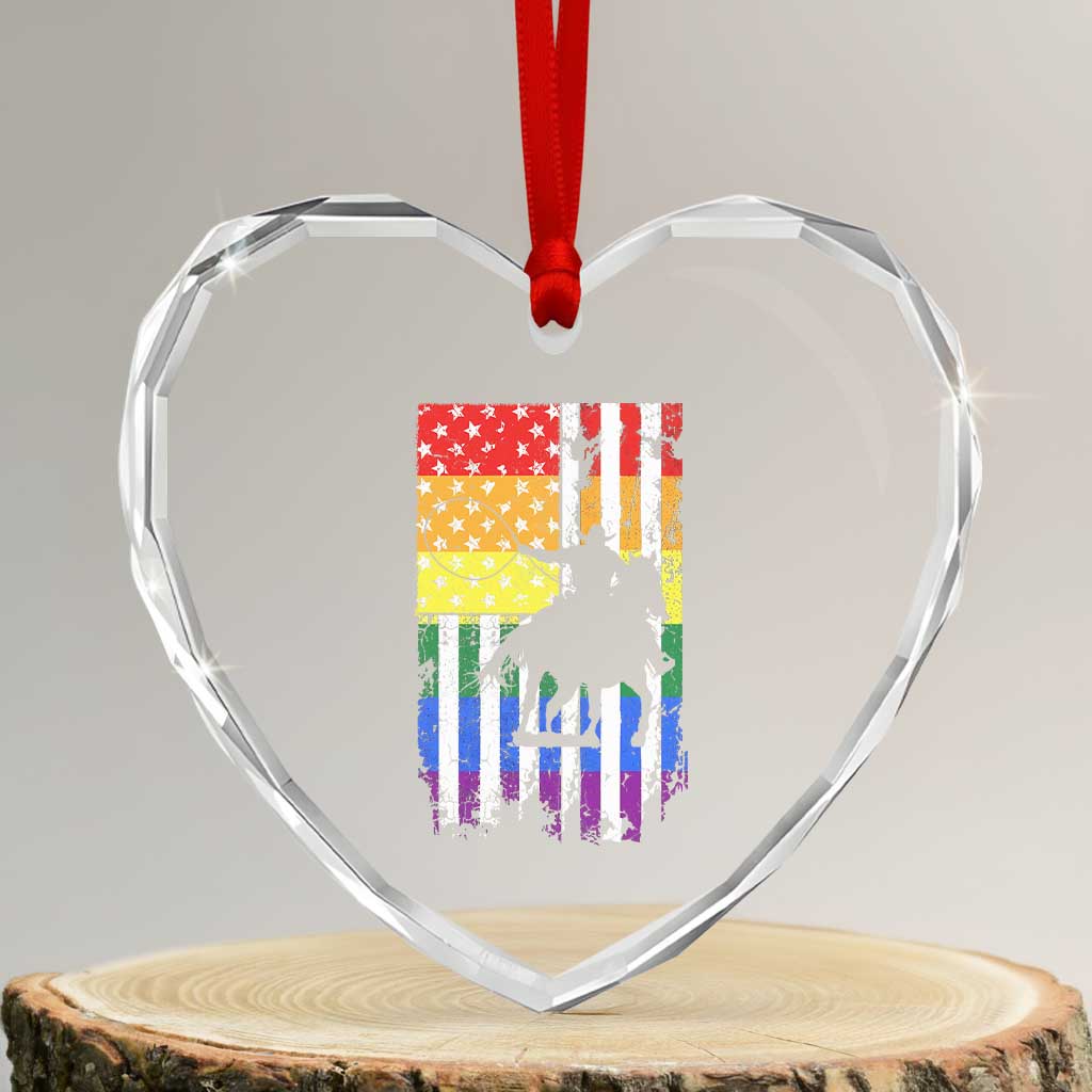Rodeo Gay Cowboy Western LGBTQ Rainbow Flag Heart Crystal Glass Ornament TS14 Transparent Glass 3'' Heart Print Your Wear