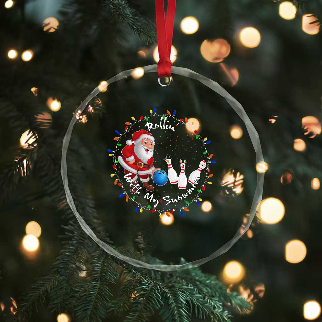 Rollin With My Snowmies Crystal Glass Ornament Bowling Xmas Gift TS12 Print Your Wear