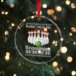 Rollin With My Snowmies Crystal Glass Ornament Funny Christmas Bowling Ugly Sweater Gift TS12 Print Your Wear