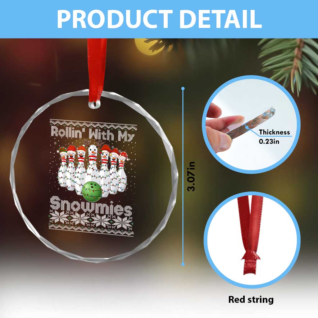 Rollin With My Snowmies Crystal Glass Ornament Funny Christmas Bowling Ugly Sweater Gift TS12 Print Your Wear