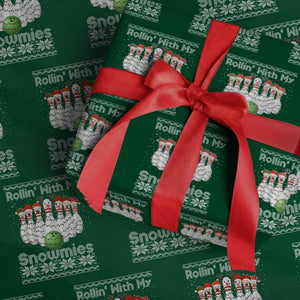 Rollin With My Snowmies Wrapping Paper Roll Funny Xmas Bowling Ugly Sweater Gift TS12 Green Print Your Wear