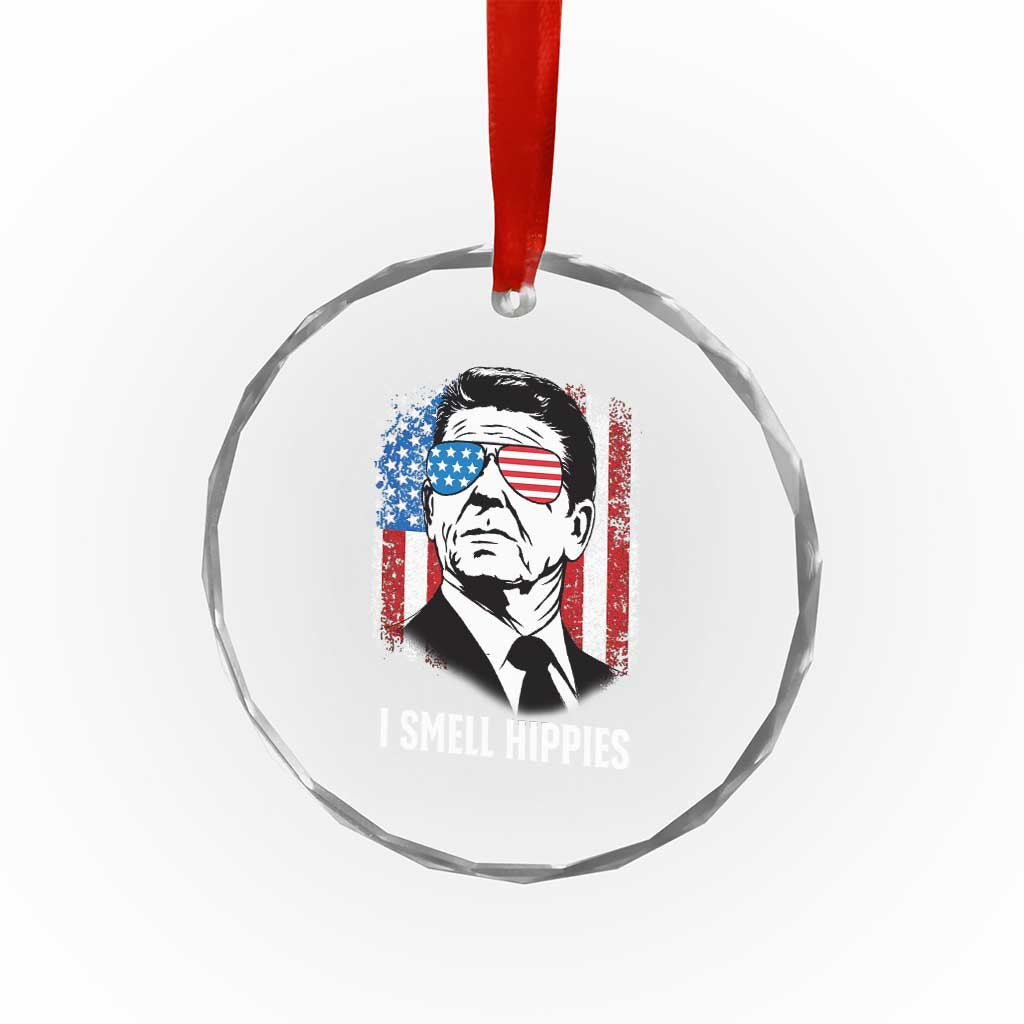 Ronald Reagan 4th of July America Flag Crystal Glass Ornament I Smell Hippies TS14 Print Your Wear